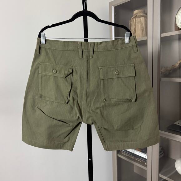 3sixteen Fatigue Washed Olive HBT Shorts 34 NEW Green Herringbone Twill Military - Picture 5 of 7